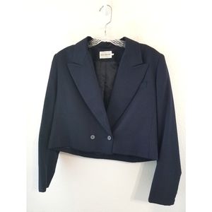 Mort Schrader Navy Wool Cropped Blazer 12